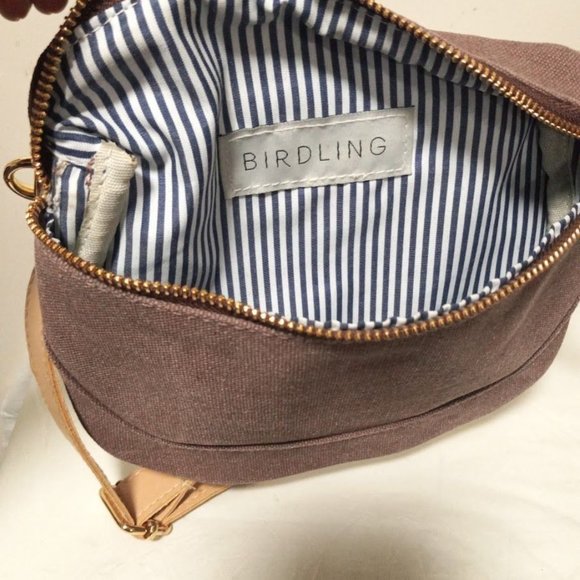 NWOT Birdling Adjustable Buckle Strap Classic Lined Crossbody Bag Brown Unisex - Picture 7 of 9